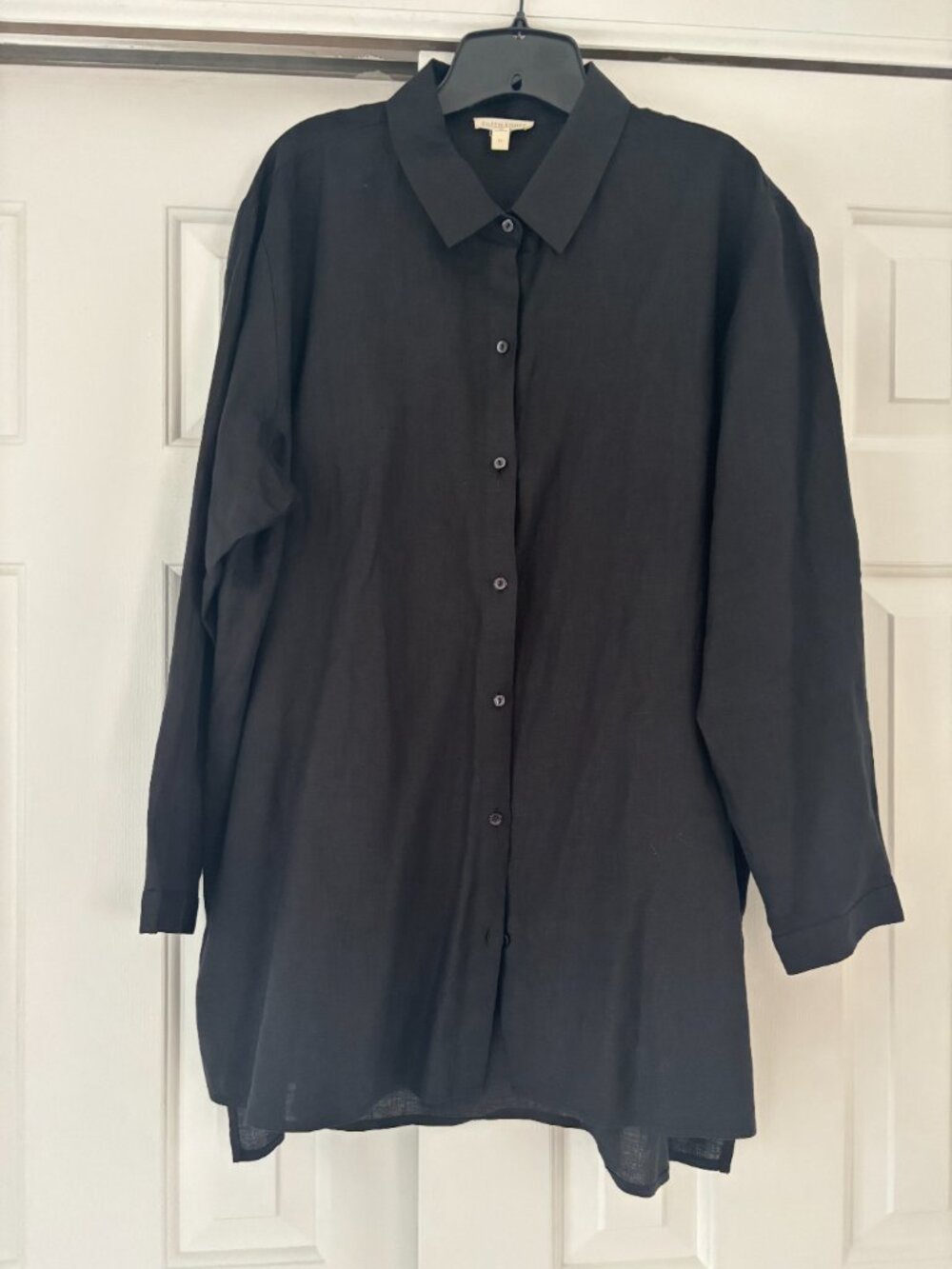 EUC Eileen Fisher Black Linen blouse sz 1X